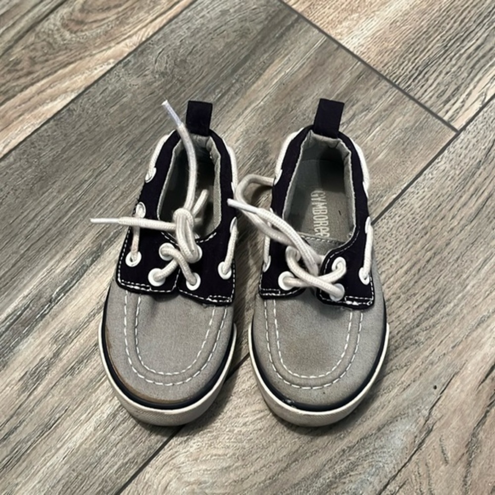 Gymboree toddler blue and gray boat shoes size 6